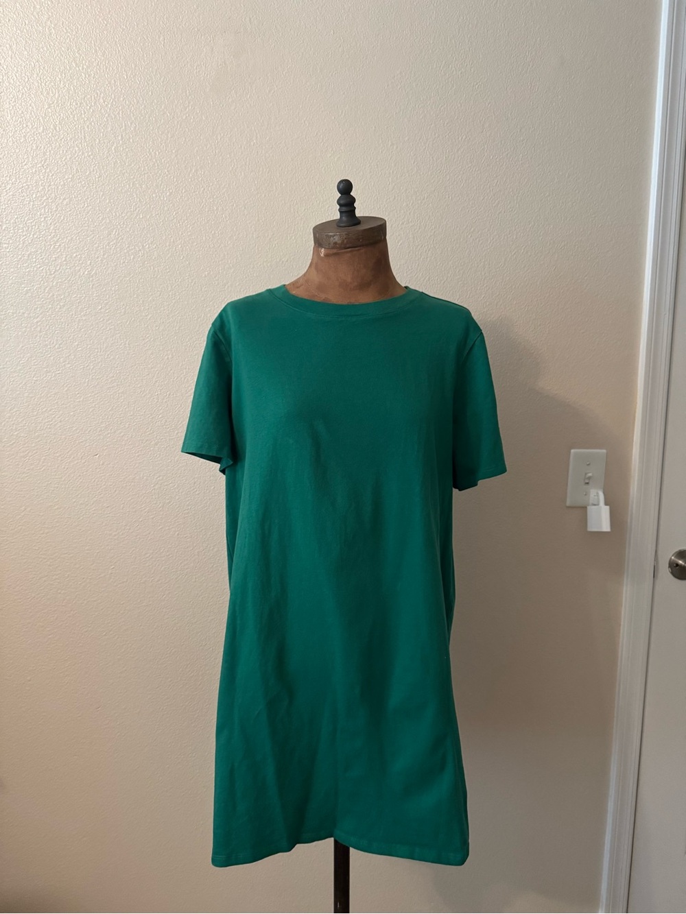 Green Crewneck T-Shirt Dress